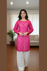 Festive Glow By Ahlam Vol-01-Fuchisa-Pink Kurta Set with Farshi Shalwar