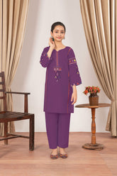 Abeera Stitched 2 Piece Emb Cotton Kids Collection'2025-AK-02-Purple