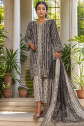 Bin Saeed Stitched 3 Piece Luxury Self and Stripe Vol-02 Collection'2025-SM-1961-Black