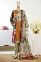 Bin Saeed Stitched 3 Piece Exclusive Printed Lawn Vol-16 Suit-LSM-3357-BROWN