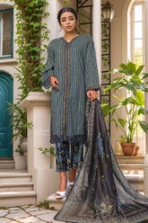 Bin Saeed Stitched 3 Piece Luxury Self and Stripe Vol-02 Collection'2025-SM-1960-Blue