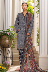 Bin Saeed Stitched 3 Piece Printed Cotton Vol-01 Suit-WC-2371-Black