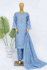 Bin Saeed Stitched 3 Piece Exclusive Printed Lawn Vol-15 Suit-LSM-3323-L.BLUE