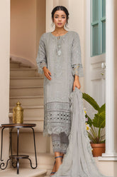 Afsany by Sada Bahar Stitched 3 Piece Luxury Chiffon Vol-11 Suit-Coral Grey