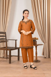 Abeera Stitched 2 Piece Emb Cotton Kids Collection'2025-AK-04-Mustard