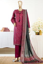 Bin Saeed Stitched 3 Piece Exclusive Printed Lawn Vol-09 Suit-LSM-2937-MAROON