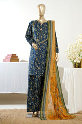 Bin Saeed Stitched 3 Piece Exclusive Printed Lawn Vol-09 Suit-LSM-2936-BLUE