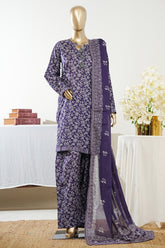 Bin Saeed Stitched 3 Piece Exclusive Printed Lawn Vol-09 Suit-LSM-2935-PURPLE