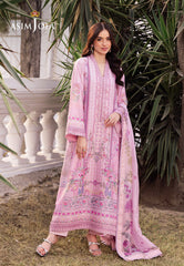 Asim Jofa Charmeuse Silk Ajrs-03 Digitally Printed Embroidered Grip 3 Pcs