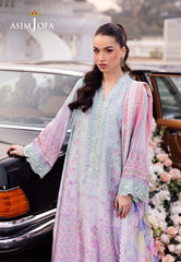 Asim Jofa Charmeuse Silk Ajrs-07 Digitally Printed Embroidered Blended Silk 3 Pcs