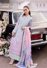 Asim Jofa Charmeuse Silk Ajrs-07 Digitally Printed Embroidered Blended Silk 3 Pcs