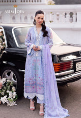 Asim Jofa Charmeuse Silk Ajrs-08 Digitally Printed Embroidered Raw Silk 3 Pcs