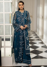 La More Unstitched 3 Piece Festive Formals Suit-Blue Mirage