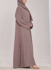 Hijab Ul Hareem Stone Work Zoom Light Lavender Abaya - 0116-C-1023