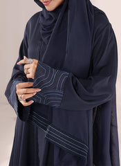 Hijab Ul Hareem Nida Navy Blue Embroidered Abaya | 0116-E-1118