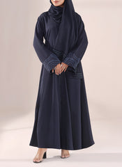 Hijab Ul Hareem Nida Navy Blue Embroidered Abaya | 0116-E-1118