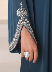 Hijab Ul Hareem Royal Teal Hand Work Abaya | 0116-J-1101