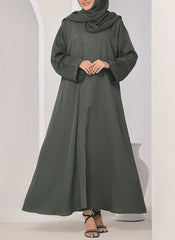Hijab Ul Hareem Stone Grey Thread Work Nida Abaya - 0116-R-1006
