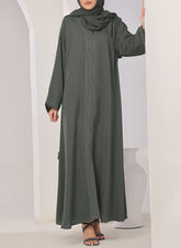 Hijab Ul Hareem Stone Grey Thread Work Nida Abaya - 0116-R-1006