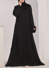 Hijab Ul Hareem Stone work Front Open Black Abaya - 0121-C-1024