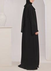 Hijab Ul Hareem Stone work Front Open Black Nida Abaya - 0121-C-1024