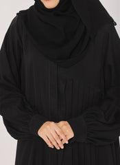 Hijab Ul Hareem Black Nida Plates Style Abaya - 0121-R-1008