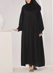 Hijab Ul Hareem Black Nida Plates Style Abaya - 0121-R-1008
