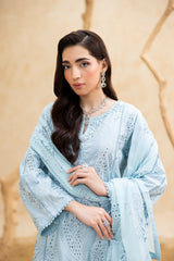 Threads & Weaves Stitched 3 Piece Emb Lawn Suit-BL26103