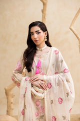 Threads & Weaves Stitched 3 Piece Emb Lawn Suit-BL26106