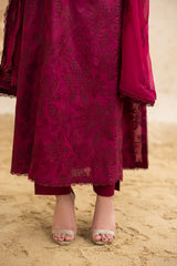 Threads & Weaves Stitched 3 Piece Emb Lawn Suit-BL26101
