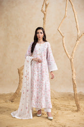 Threads & Weaves Stitched 3 Piece Emb Lawn Suit-BL26105