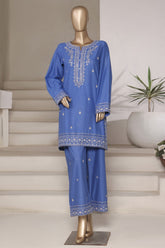 Vybe By Sada Bahar Stitched 2 Piece Emb Cotton Suit-MEL-02-Blue