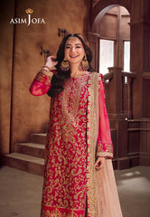 Asim Jofa Chamkeeli Ajkk-14 Embroidered Net 3 Pcs