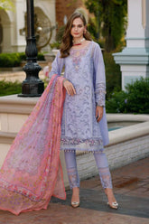 Noor by Saadia Asad Unstitched 3 Piece Eid Handwork Schiffli Laserkari Suit-D-02