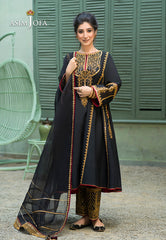 Asim Jofa Designers Limited Edition Ajfcd-46 Embroidered Cotton Net 3 Pcs