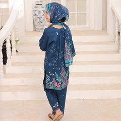 Suntex Stitched 3 Piece Kids Lawn Suit-SH-2663-Indigo Blue