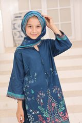 Suntex Stitched 3 Piece Kids Lawn Suit-SH-2663-Indigo Blue