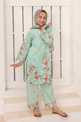 Suntex Stitched 3 Piece Kids Lawn Suit-SH-2662-Mint Green