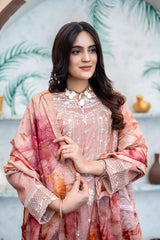 Dressline L Umer Textile New Stitched Fancy Emb Chikankari Lawn Fancy Printed Dupatta Collection