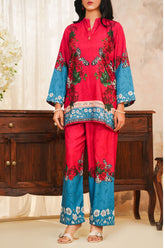 Hazel By Aizal Stitched Co Ords Slub Linen Winter Vol-02 Suit-AHZL-03-Dark Pink