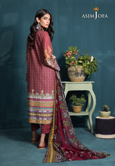 Asim Jofa Gul Rung Pret Collection Ajgr-19 Embroidered Swiss Lawn 3 Pcs