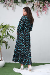 Sprinkles Stitched 1 Piece Summer Shirts Women Collection'2025-The Duo Black Allover Flover Print Full Sleeve Tunic Dress