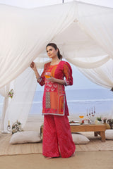 Whisper Wind By Feathers Unstitched 2 Piece Printed Lawn Suit-VERMILION-FT507