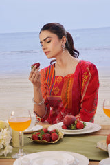 Whisper Wind By Feathers Unstitched 2 Piece Printed Lawn Suit-VERMILION-FT507