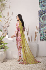 Feathers Unstitched 3 Piece Digital Printed Lawn Summer Suit-FLAMINGO-FT372