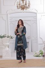 Midnight Murmurs By Feathers Lawn Suit-AVENOR-FT482