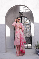 Dressline Pearl Unstitched Heavy Chikankari & Jall Emb Bana Dora Digital Lawn With Voil Dupatta & Cambric Trousers