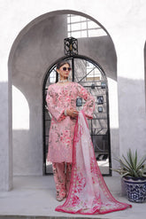 Dressline Pearl Unstitched Heavy Chikankari & Jall Emb Bana Dora Digital Lawn With Voil Dupatta & Cambric Trousers