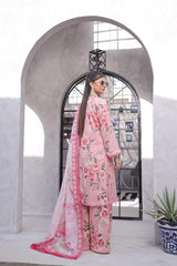 Dressline Pearl Unstitched Heavy Chikankari & Jall Emb Bana Dora Digital Lawn With Voil Dupatta & Cambric Trousers