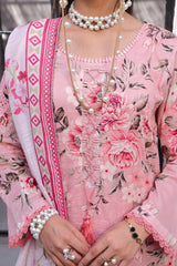 Dressline Pearl Unstitched Heavy Chikankari & Jall Emb Bana Dora Digital Lawn With Voil Dupatta & Cambric Trousers